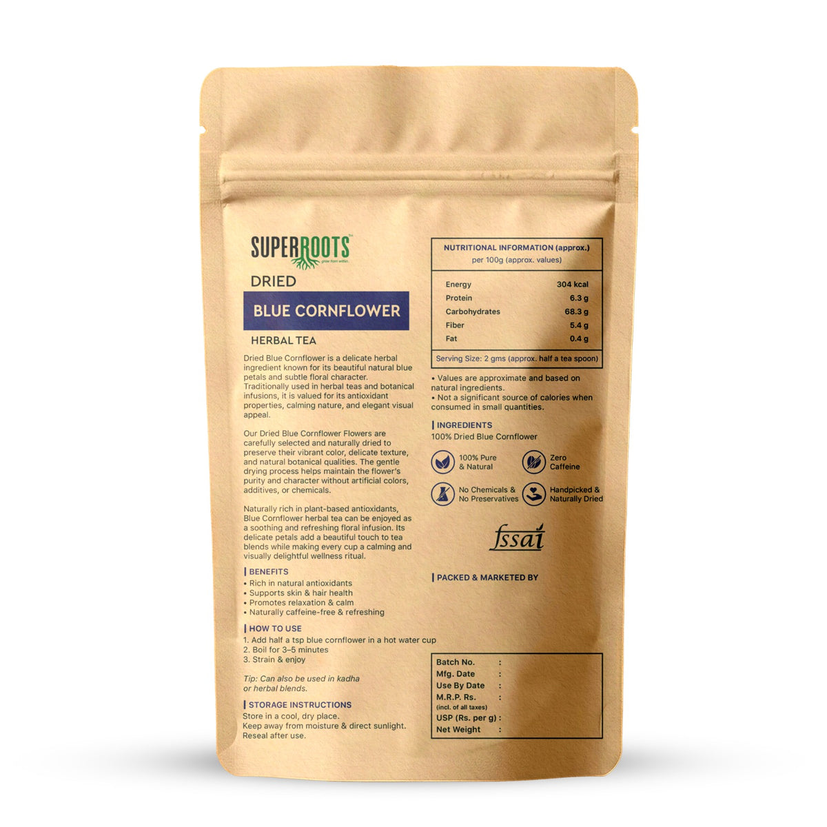 Blue Cornflower Herbal Tea | Naturally Dried Leaves