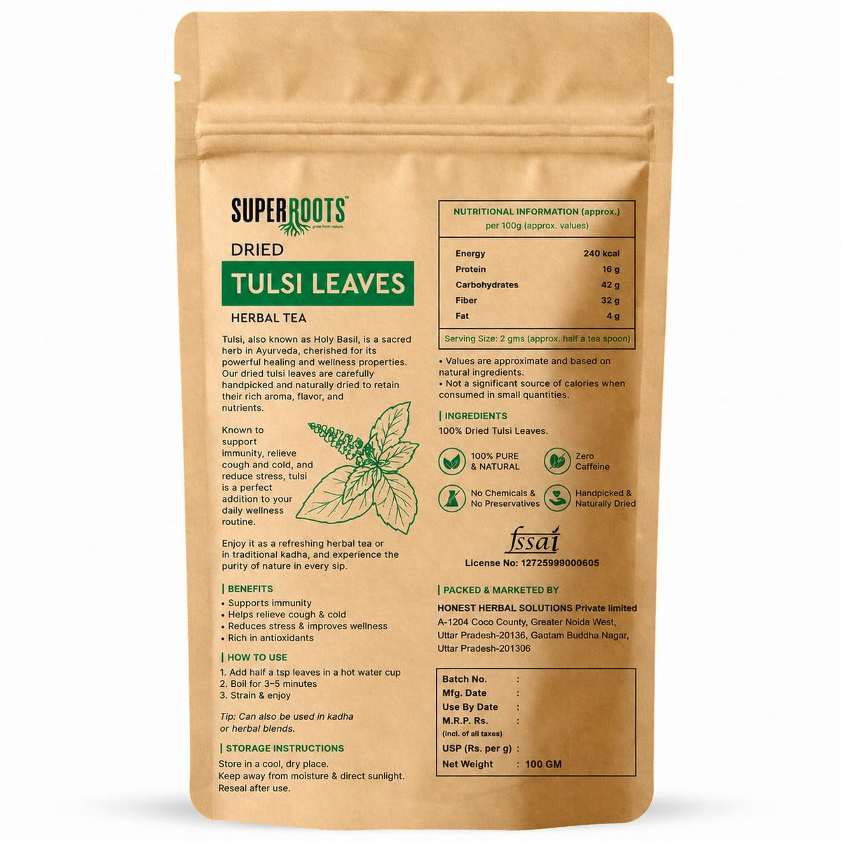 Tulsi Herbal Tea | Naturally Dried Leaves